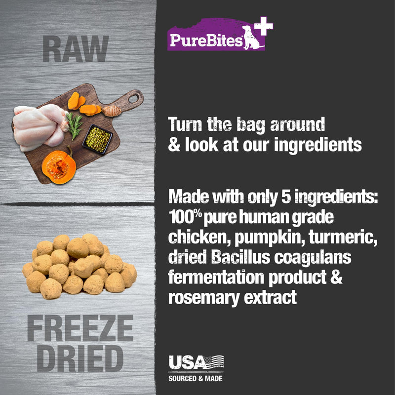 PureBites+ Gut & Digestion Freeze Dried Dog Treats, 5 Ingredients, Made in USA, 3oz 3 Ounce (Pack of 1)