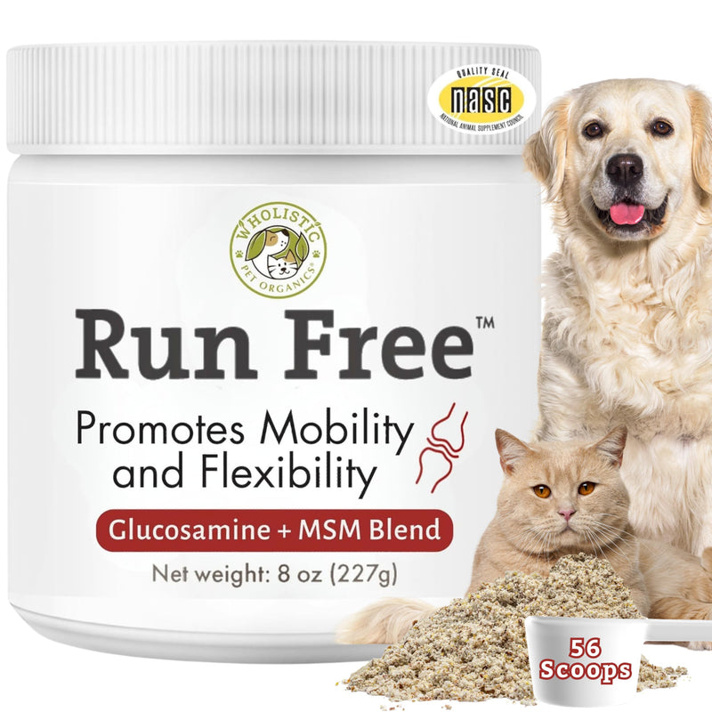 Wholistic Pet Organics Max Strength Hip and Joint Supplement for Dogs & Cats - Cat & Dog Joint Supplement Powder, Chondroitin & MSM to Support Mobility - Glucosamine for Dogs & Cats - 8 oz - 56 Scoops 8oz