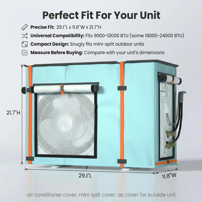 Mini Split Covers for Outside, 29.1"L x 11.8"W x 21.7"H, Blue