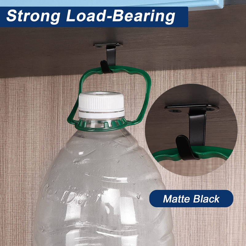 NearMoon Stainless Steel Screw Mounted Ceiling Hooks, Under-Shelf Towel/Robe Clothes Hook Heavy Duty Coat Hanger for Bathroom Kitchen Cabinet Garage, 10 Pack (Matte Black) Matte Black