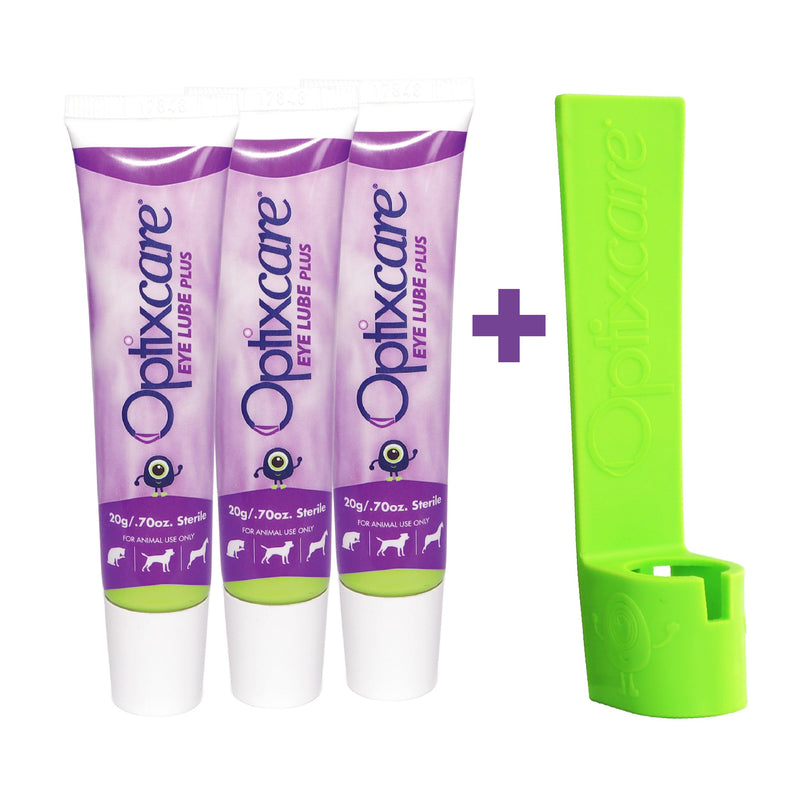 Optixcare Eye Lube Plus Home Kit – 3 x 20g Tubes + Lubricant Holder – Long‑Lasting Eye Lubrication for Pets – Daily Eye Moisture Support