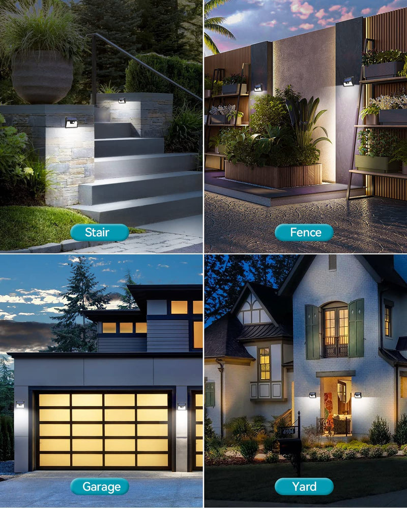 Solar Lights Outdoor 2 Pack, 140LED/3 Modes Motion Sensor Wall Lights Solar Powered, Wireless IP65 Waterproof Solar Lights Outside Bright for Deck Steps Fence Patio Front Door Pathway, White Cool White