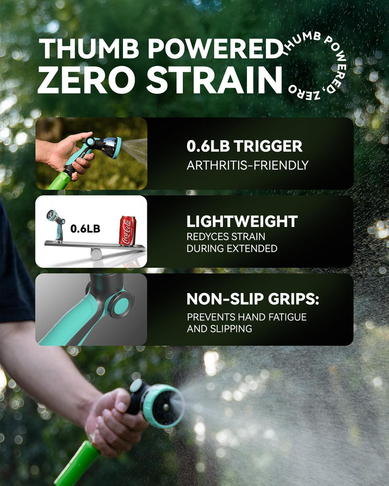 RAINPOINT Spray Nozzles for Garden Hose - 10 Spray Patterns Garden Hose Nozzle with Adjustable Flow Control for Watering Plants, Washing Cars,Washing Pets, Thumb Control (Celeste) Celeste 1