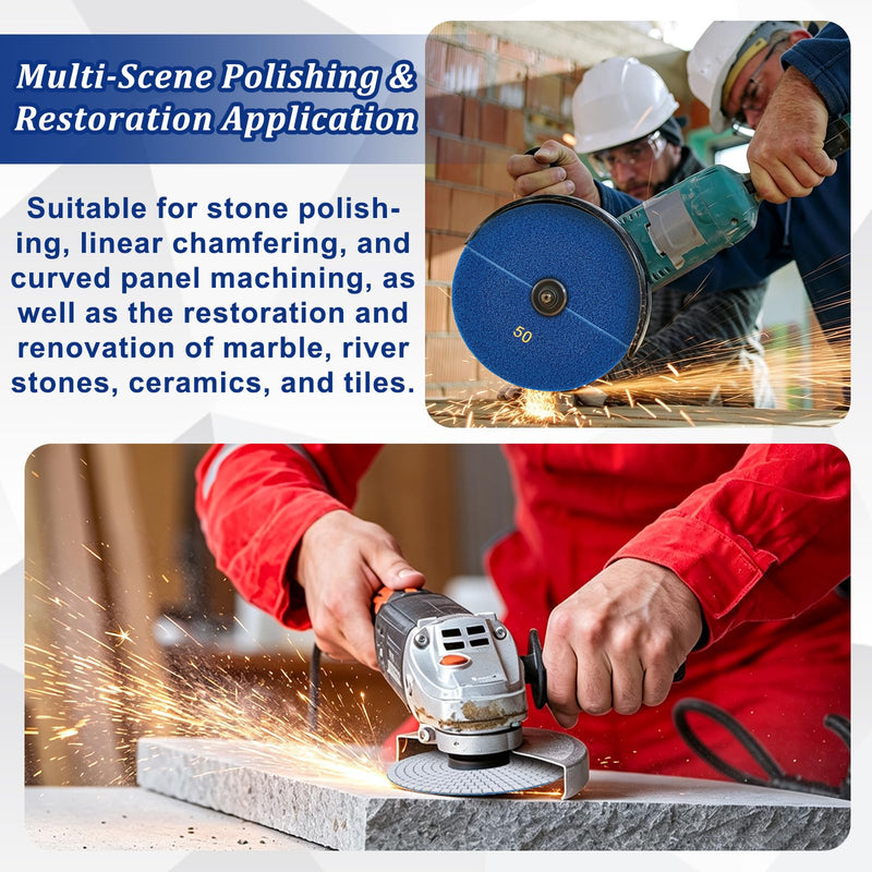 4Pcs Diamond Polishing Pads 7 Inch 50 Grits Wet & Dry Stone Buffing Pads Diamond Sanding Pad for Concrete Terrazzo Travertine Marble Floor Edges Countertop Quartz
