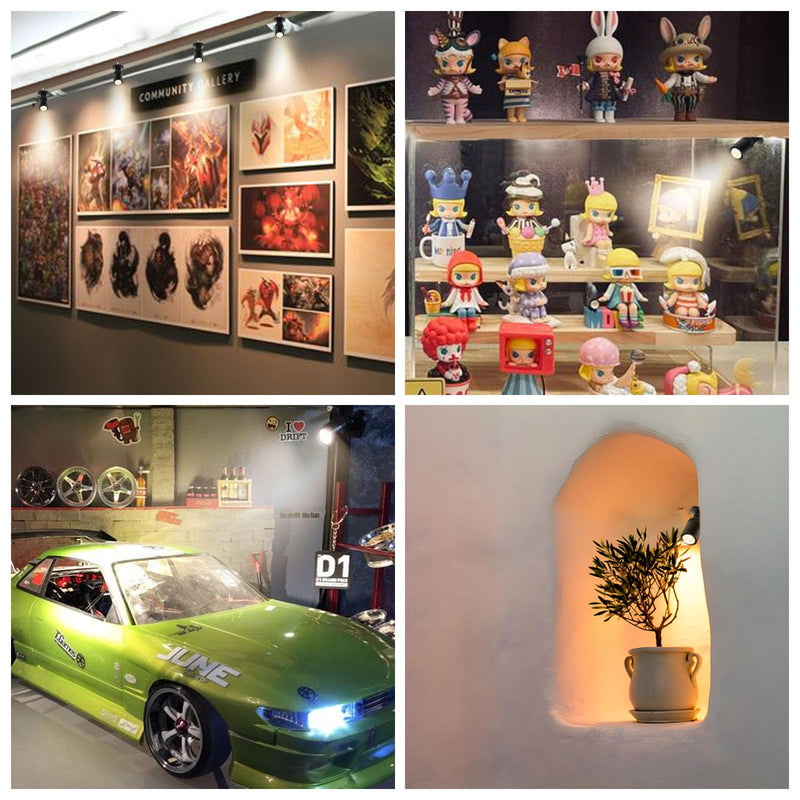 Taysing LED Spot Light Indoor Picture Lights Art Lights Accent Lights Little Spotlight Up Lights for Painting Picture Plants Jewelry Showcase Model Display Shelves(Soft White-2 Pack Push Switch) Soft White-2 Pack Push Switch