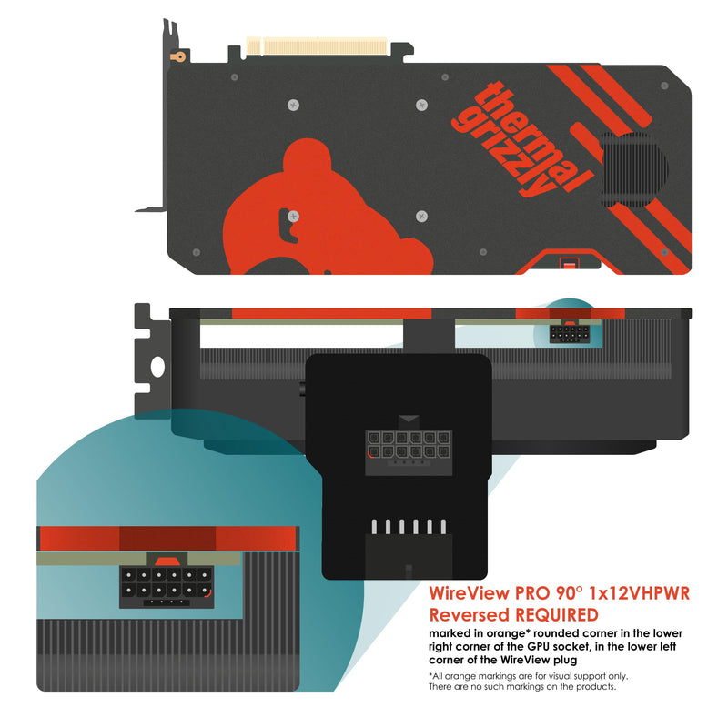 Thermal Grizzly WireView Pro GPU 90° - 1x12VHPWR 90° Reversed - Advanced Power Meter for Graphics Cards - OLED Display - Temperature Sensors - Monitoring Tool - Made in Germany 1x12VHPWR 90° Reverse