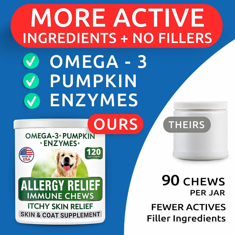 Hemp Oil Treats + Glucosamine + Allergy Relief Bundle - Hip & Joint Supplement + Anti-Itch & Hot Spots - Chondroitin, MSM + Omega 3 + Pumpkin + Enzymes - Immune Support - Made in USA - 240 Chews