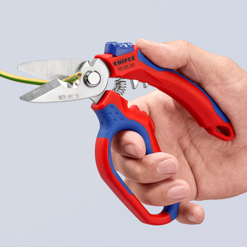 KNIPEX Tools Stainless steel 95 05 20 US Angled Electricians' Shears, 6-1/4", Red/Blue Scissors