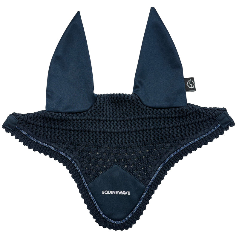 EQUINEWAVE Horse Fly Bonnet, Breathable Crochet Ear Bonnet with Stretch Comfort Ears, Contoured Fit for English Riding NAVY
