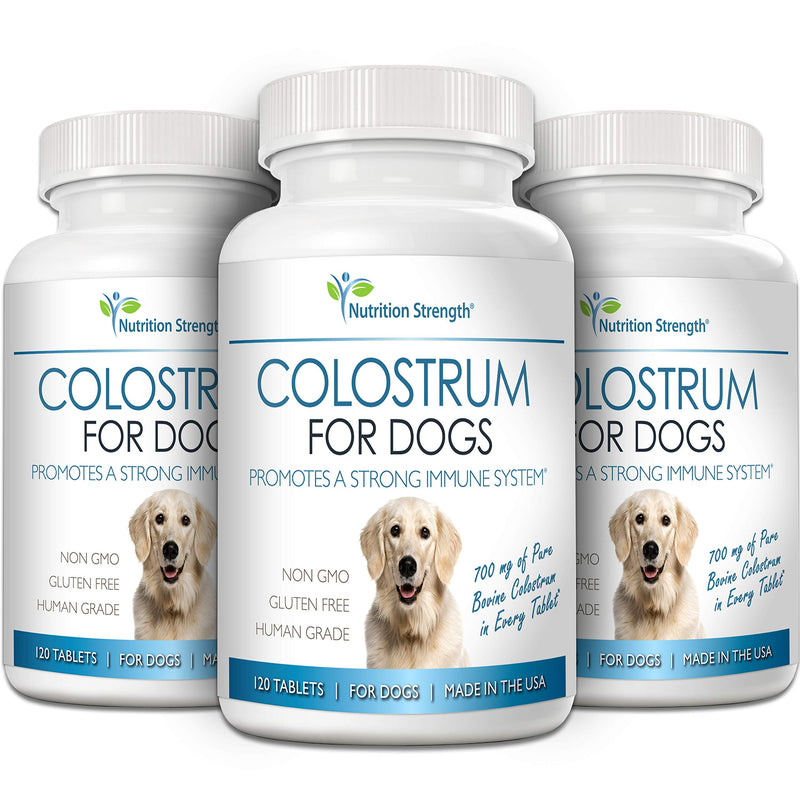 Pure Bovine Colostrum for Dogs Supplement, Rich in Antibodies to Protect Against Disease, Support for Immune Function, Digestive System, 120 Chewable Tablets - PawsPlanet Australia