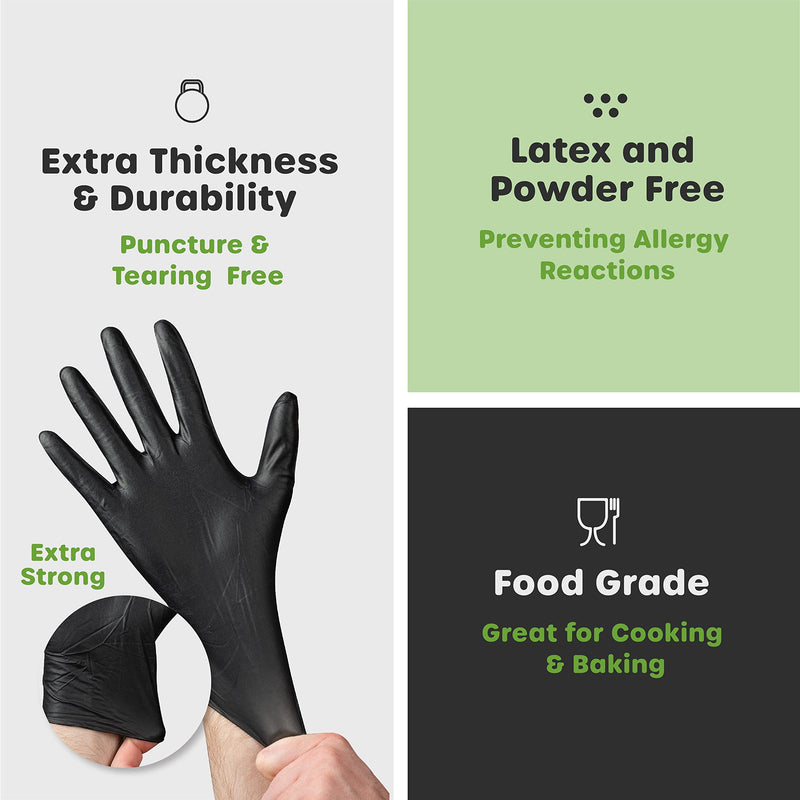 Comfy Package Black Nitrile HEAVY DUTY 6 Mil. Chemical Resistance, Latex & Powder Free, Textured Fingertips Disposable Gloves 100 Large - NewNest Australia
