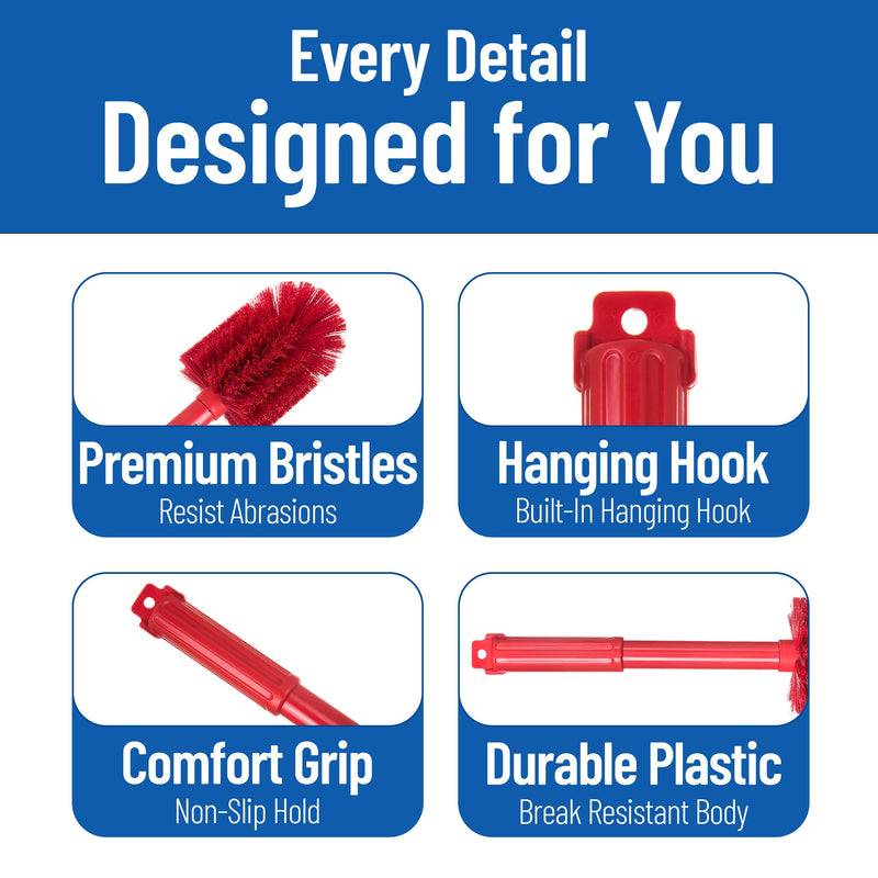 SPARTA Industrial Tank Brush Pipe Brush, Drain Brush with Handle for Commercial Kitchens, Polyester, 16 Inches, Red 1