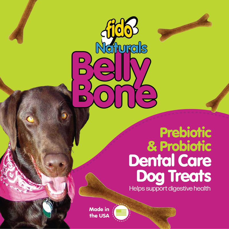 Fido - Belly Bones for Dogs, Yogurt Flavored Large Dog Dental Treats - 4 Treats Per Pack (3 Pack) - for Large Dogs (Made in USA) - Plaque and Tartar Control for Fresh Breath, Digestive Health Support