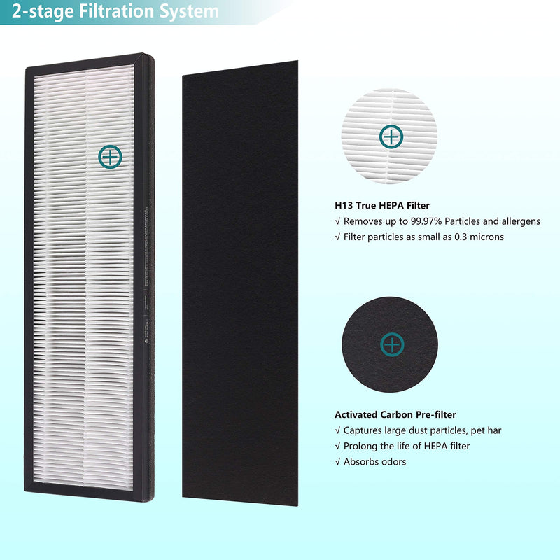 NEA-F1 True HEPA Replacement Filter, Compatible with Eureka NEA120 Air Purifier and Toshiba Air Purifier CAF-W36USW, 2-Pack