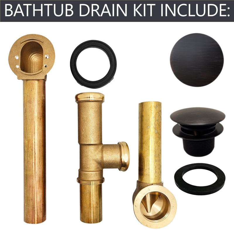 Westbrass D325H-12A European Tip Toe Bath Waste Drain Kit with Illusionary Faceplate, 14" Make-Up, 17 Ga., Antique Bronze