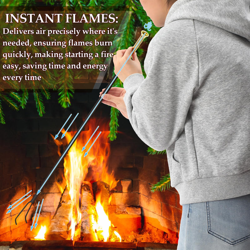 MorningRo 36" Fire Pit Poker Campfire Blower 2 in 1 Fireplace Stick