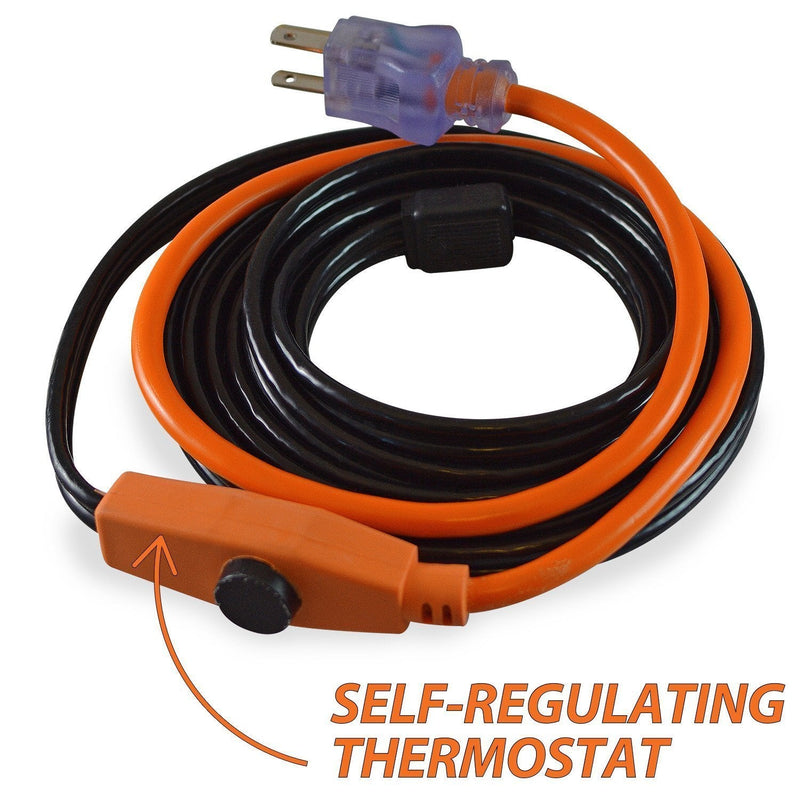 Cold Weather Pipe and Valve Heating Cable with Built-in Thermostat (3 Feet)