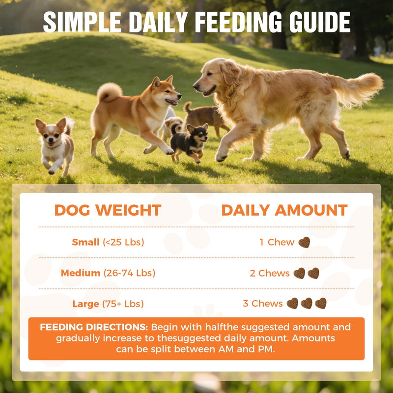 8-in-1 Dog Multivitamin Soft Chews - Glucosamine for Joint Support, Probiotics for Gut Health, Omega-3 for Skin and Coat - Daily Health Supplement for All Breeds