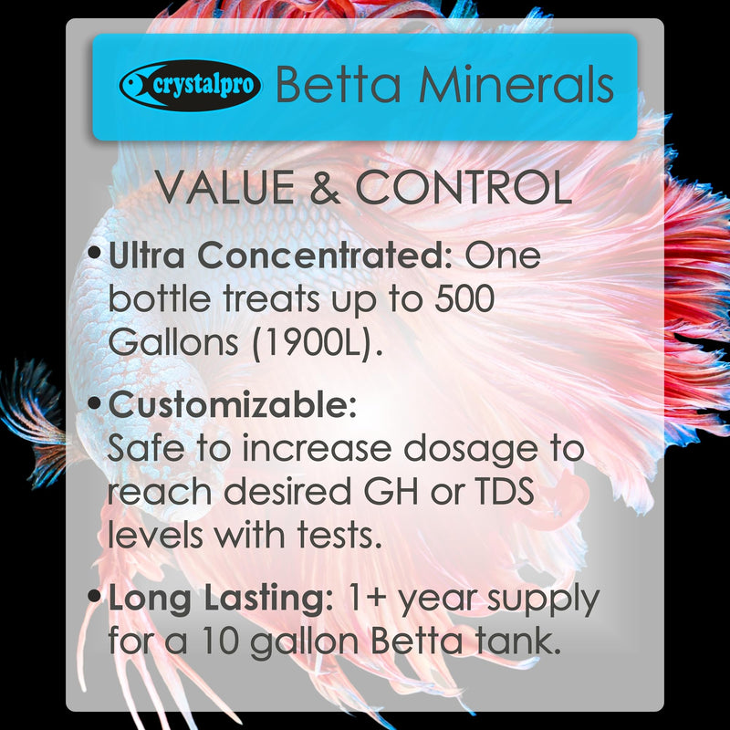 Betta Minerals for Betta Fish Health - Reduces Stress - Boosts Protective Coat - Aquarium Mineralizer (4.2 Oz (125ml)) 4.2 Oz (125ml)
