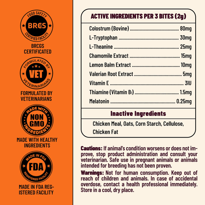 330 Bites Calming Chews for Cats – with Chamomile, L-Tryptophan, Melatonin – Natural Calming Cat Treats for Stress Relief, Fireworks, Cat Travel, Vet Visits Safe for All Cats 7.76 oz