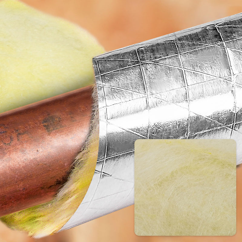 32.8 FTx 3 in Foiled Back Fiberglass Pipe Insulation Wrap,Pipe Insulation Foam Wrap Tape Ceramic Water Pipe Insulation Wrap for Outdoor Indoor Pipe Insulation Wrap Freezing Weather (1 Pack) 1