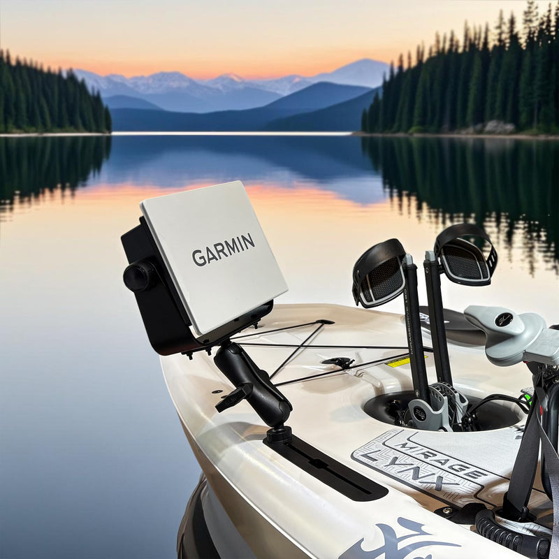 Aluminum Fish Finder Mount with T-Bolt Track Ball, Depth Finder Mount with 1.5"/C Size Ball for Boat/Kayak Track, Marine Electronic Stand, Compatible with Garmin, Lowrance, Humminbird and More