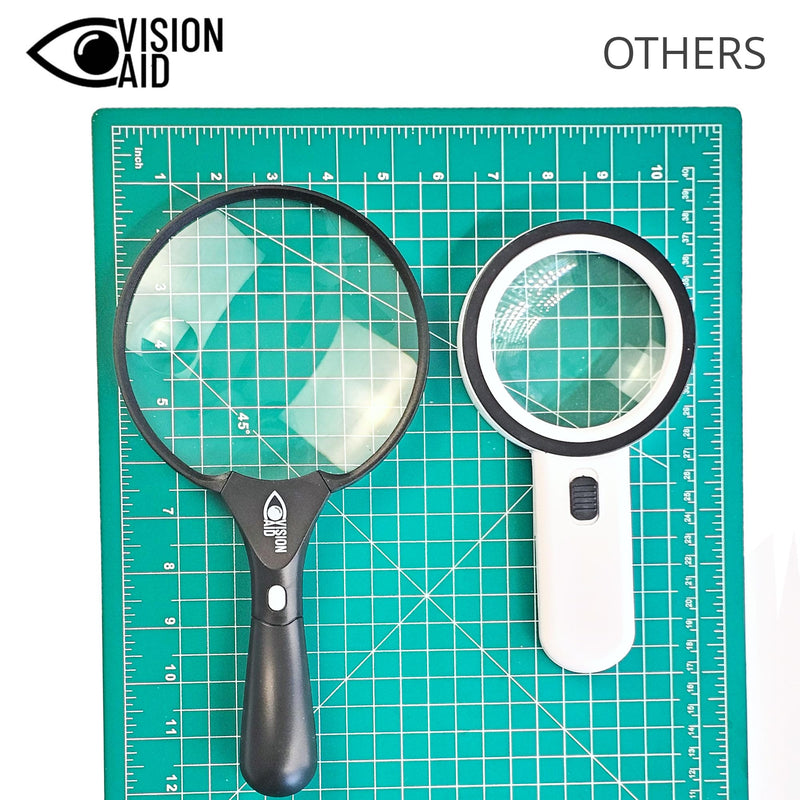 Large 5.5" Magnifying Glass with LED Light (USB Rechargeable) and Hard Case — 3.0X Handheld Illuminated Magnifier Loupe for Reading, Low Vision, Jewelry, Coins, Hobbies, Fine Print. 5.5 inches