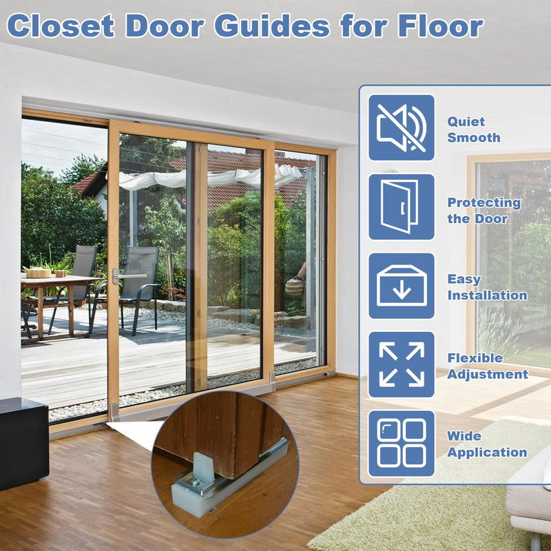 Sliding Closet Door Floor Guides with Carpet Risers,Closet Door Floor Guide Compatible with Prime-Line N 6560 Fits 3/4" to 1-3/8" Doors (8 Pack) 8 Pack