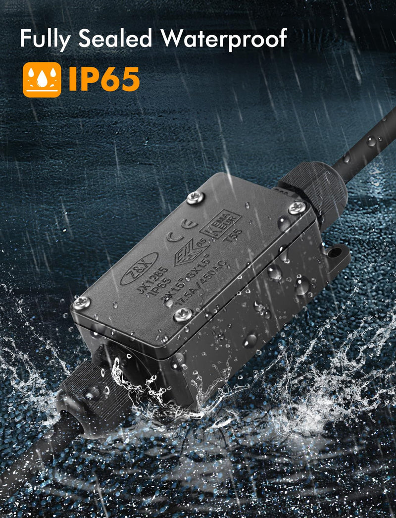 Junction Box - 8 Pack IP65 Waterproof 2 Way PG9 Electrical Junction Box Electrical Boxes Project Enclosure Underground Cable Line Wires Power Cord Connector Protection 2 Way 8 Pack Black