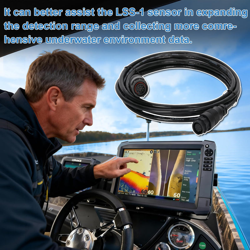 3005.6907 9-Pin Transducer Extension Cable 10ft, Compatible with Lowrance LSS-1 LSS-2 StructureScan, 000-00099-006 Marine Grade Waterproof Extension Cable, 3005.6907
