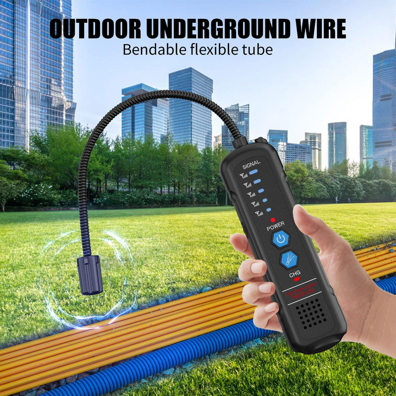 Underground Wire Locator, Circuit Breaker Finder with Earphones, Broken Wire Detector- Electrical Wire Tracer for Buried Cables, Pet Fence Broken Wire Locator, 2M Detection Depth & 1100mAh Battery Black