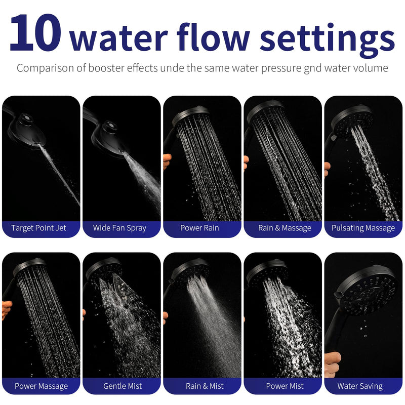 Filtered Shower Head with Handheld - 10 Spray Modes High Pressure Handheld Shower with Filter Spray Combo, Magnetic Shower Heads, With 60-Inch Long Hose（Matte black） Matte Black