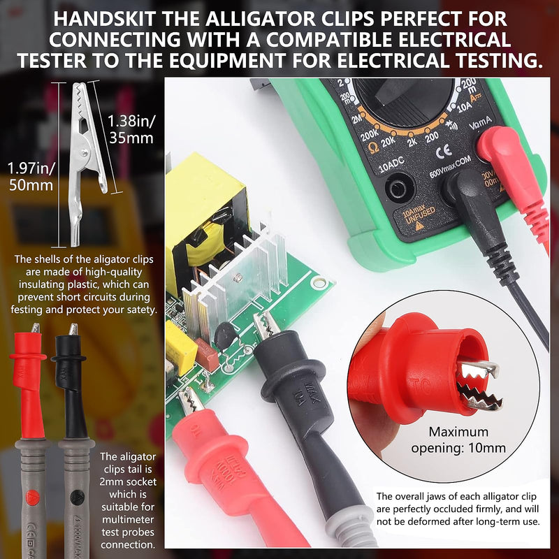 Electrical Multimeter Test Leads Set, Professional Test Leads Set with Alligator Clips, Test Hook, Test Probes Lead kitfor Digital Electrical Testing
