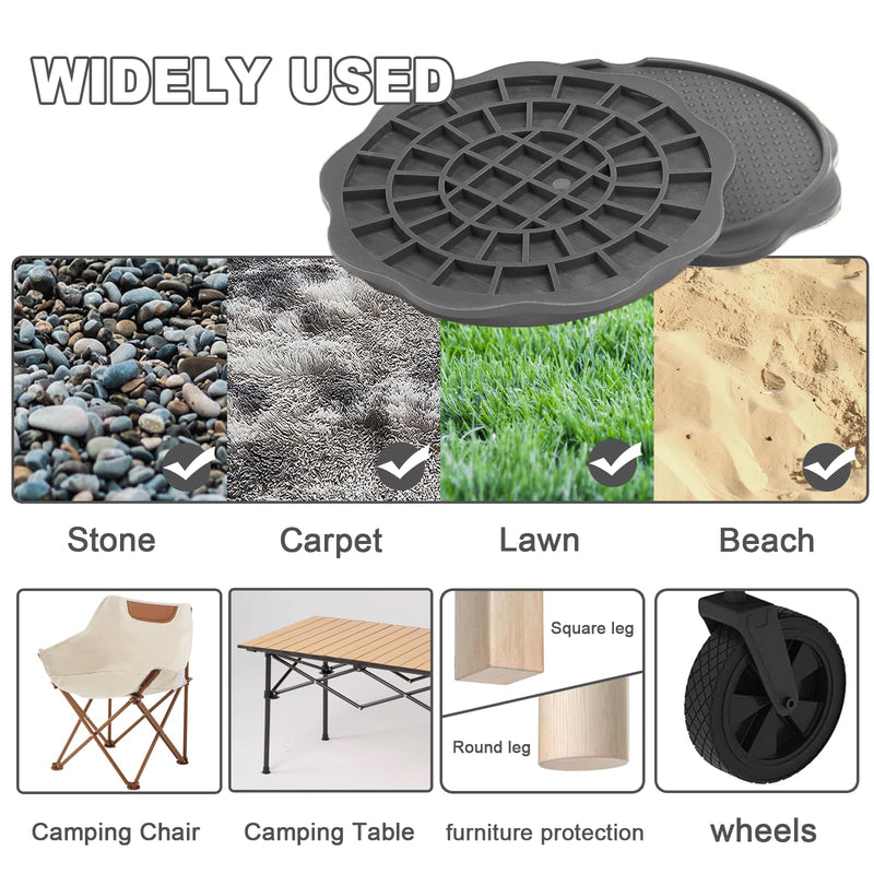Furniture Pads for Camping Chairs Anti-Sinking Outdoor Furniture Cups Chair Leg Protectors for Sand, Lawn or Soft Ground (8, Grey, 5.35 in) 8