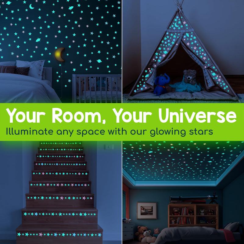 BUNMO 280pcs Glow in The Dark Stars for Ceiling - Safe Glow in The Dark Stickers for Walls & Ceilings - Longlasting Glow in The Dark Stars for Ceiling - Glow in The Dark Ceiling Stars - Strong Glow