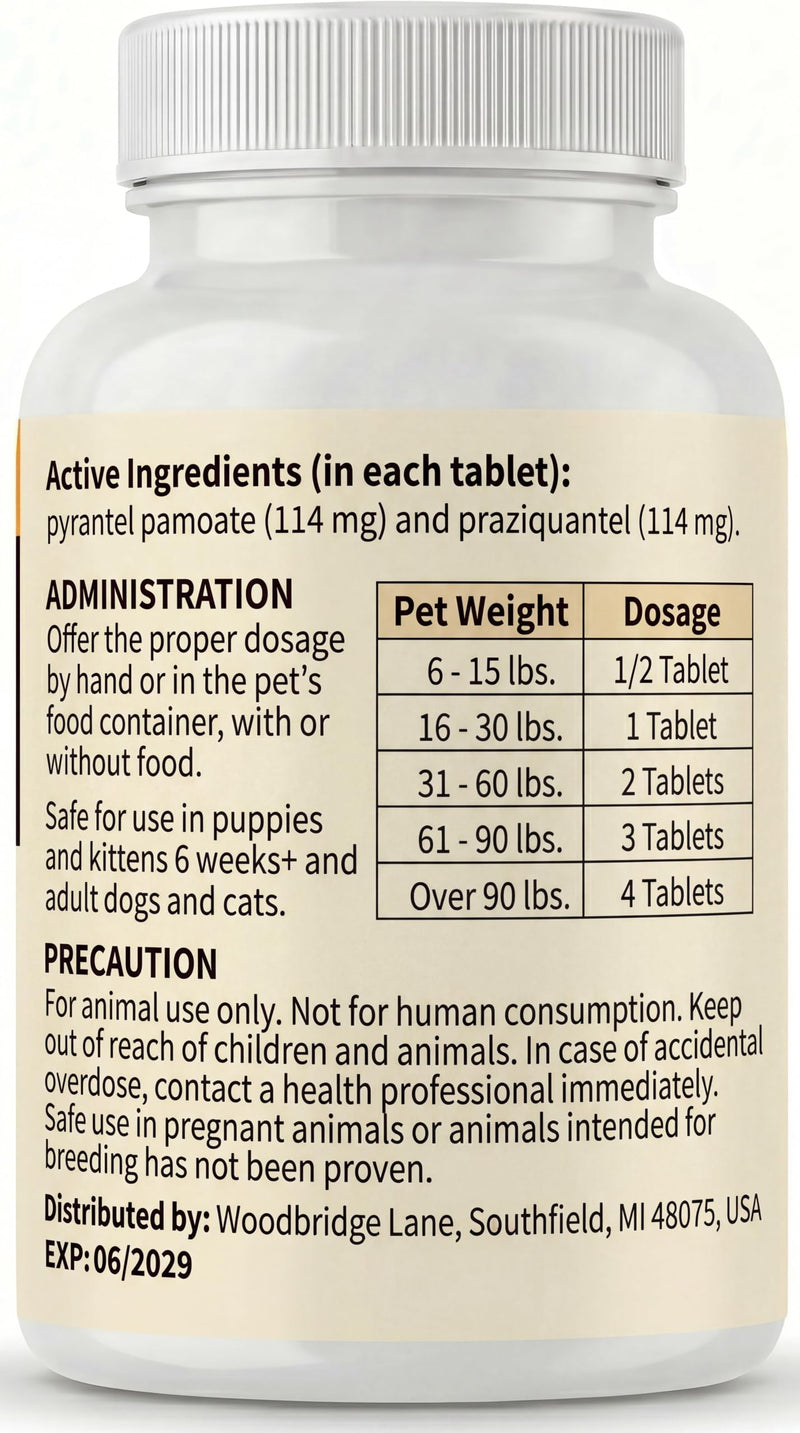 FLIKO 7 Way Dewormer Flavored Chewables for Dogs & Cats, Pyrantel Pamoate & Praziquantel, Safe for 4 Weeks and Older, 50 Count