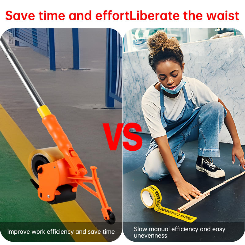Floor Tape Applicator, Manual Pushing Tape Marking Tool, Plastic Hand Push Tape Roller, Tape Bonding Marking Machine for Driveway Aisle Marking Decoration As shown