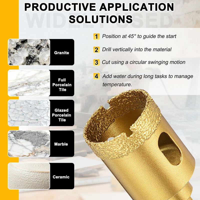 DTGN Diamond Hole Saw 5-7/8" /150mm - 1 PC - Good for Glass, Ceramic, Tile, Marble - Diamond Hole Saw Cutter - Gold 5-7/8" (150mm)