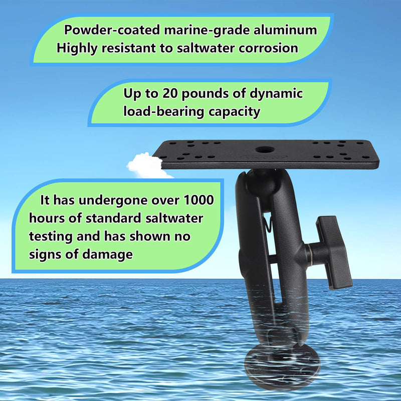Fish Finder Mounting Bracket, Aluminum 1.5" Ball Mount Plate | Fish Finder Mount with 1.5" ball mount, aluminum arm bracket fits 5-12" fish finders, chartplotters and marine electronics. 1.5"ball