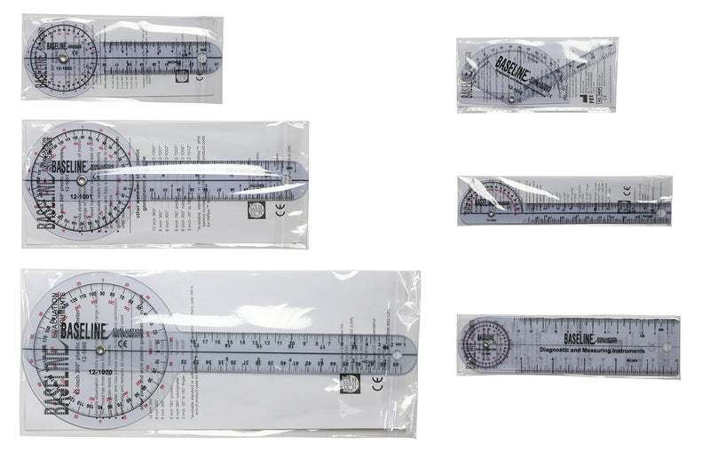 Baseline 12-1028 Plastic Goniometer, 6-Piece Set Set (6 Piece) Standard