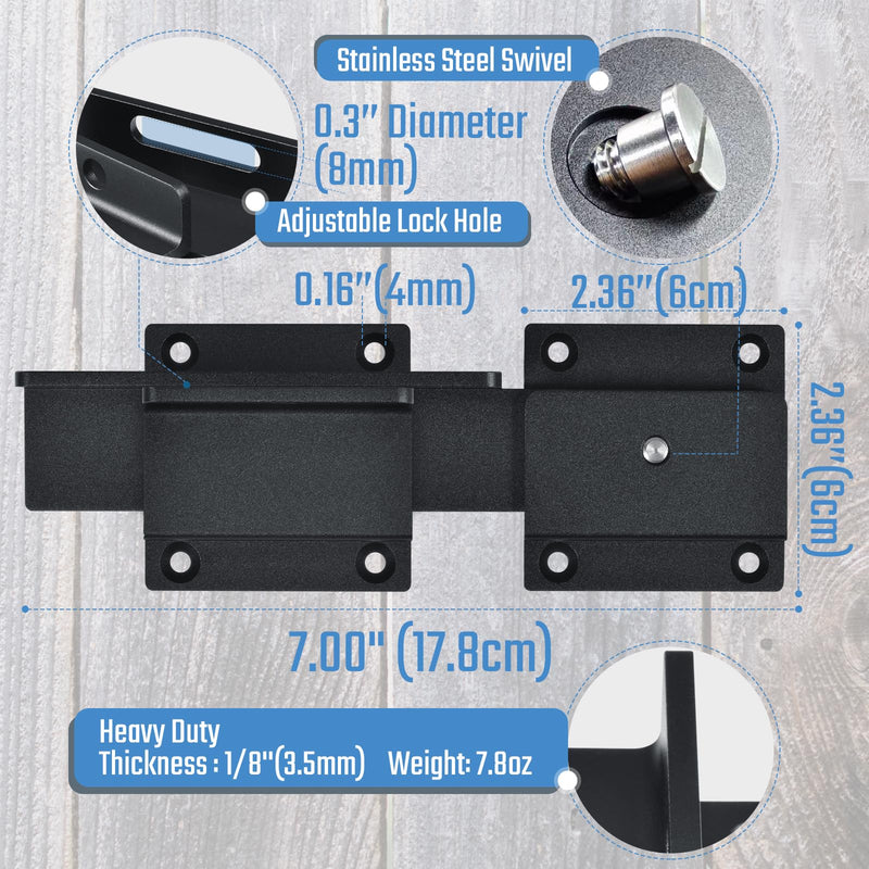 3Pack Flip Gate Latch Lock with Padlock Hole, 3.5mm Aluminum Alloy Door Latch for Outdoor Wooden Fence, Swing Open Gate, Double Gate, Barn Door, Shed, Vinyl Fence, Yard, Black
