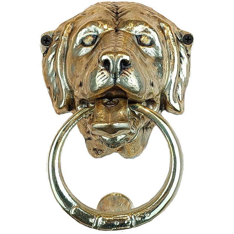 Dog Door Knocker, Solid Brass, 6.7 inches, Labrador Retriever Head, Front Door Ornament, Unlacquered Finish (Antique Brass) Antique Brass