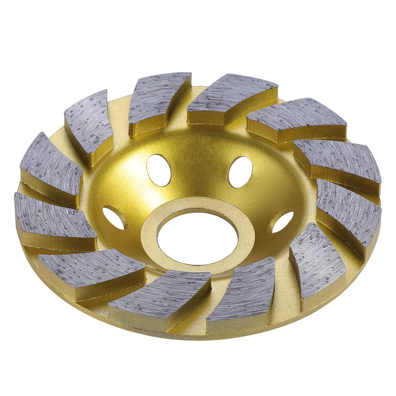 OCR 4" Concrete Turbo Diamond Grinding Cup Wheel Three Row Turbo Cup Disc Grinder for Angle Grinder 12 Segs Heavy Duty (Yellow 12segs B) Yellow 12segs B