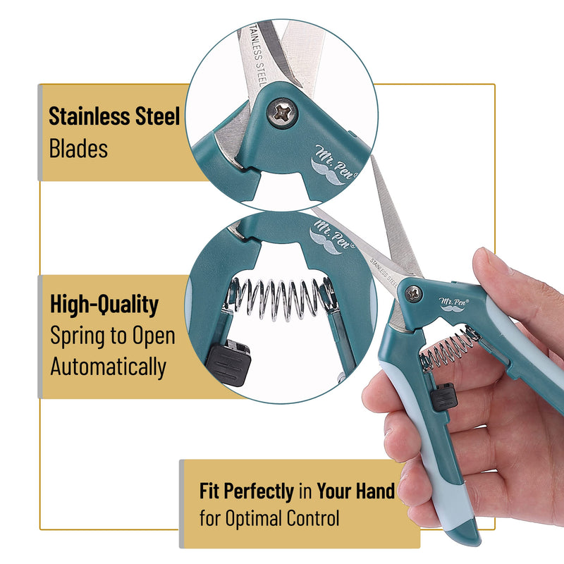 Mr. Pen- Gardening Scissors, 6.5 Inch, Pruning Shears for Gardening with Straight Stainless Steel Blade, Garden Shears, Gardening Shears, Garden Clippers Handheld, Pruners for Gardening, Plant Shears Green