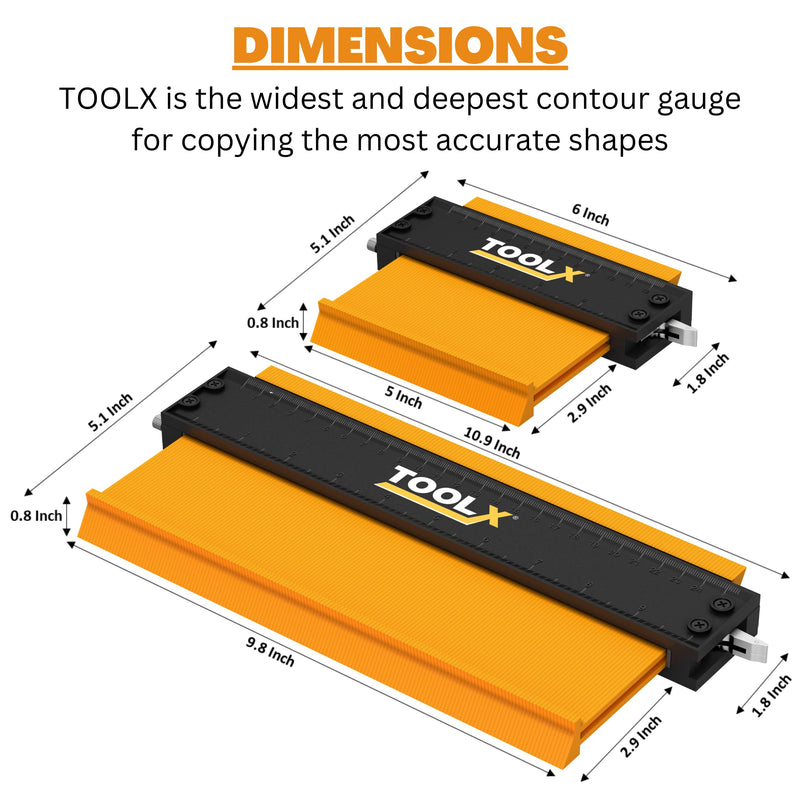 Contour Gauge Tool (5+10 Inch Lock)- Fathers Day Gifts for Men 2024, Mens gifts, Birthday Gifts for Men, Gifts for Boyfriend | Stocking Stuffers for Adults 10 INCH + 5 INCH