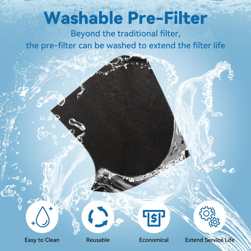P260 P280 Washable Replacement Filter,Only Compatible with AIUZLK P260 and TPLMB/YARIKI P280 Air Purifier,0.1 Micron H13 HEPA and Activated Carbon Filter. (Washable filter) Washable filter