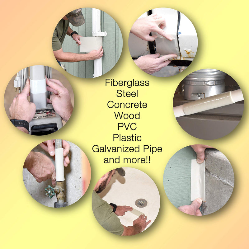 Total Patch Repair - 3" X 6" - Great for Fiberglass, Steel, Concrete, Wood, PVC, Plastic, Galvanized Pipe and More