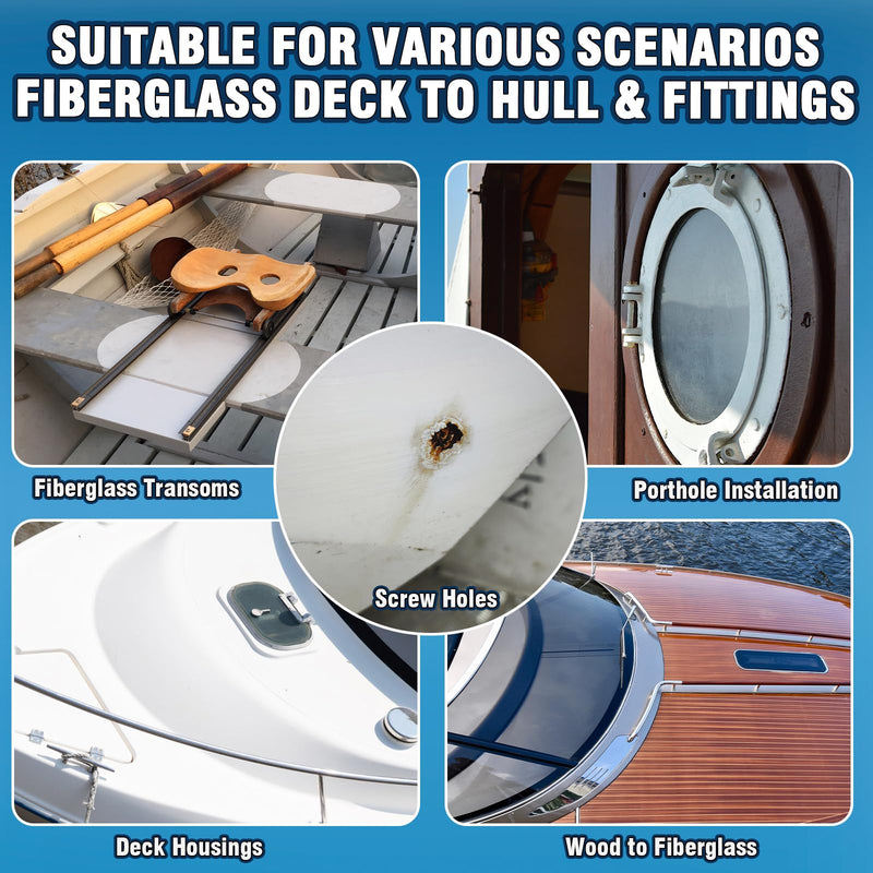 3.4 oz Marine Adhesive Sealant White, Marine Silicone Sealant Permanent, Marine Glue Waterproof, High Bond Strength, Fast Cure, UV Resistant, Above & Below Waterline