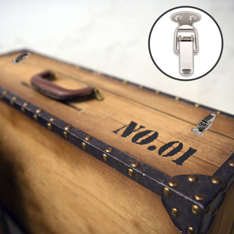 Lesnala 24pcs Small Stainless Steel Spring Toggle Lock with Clasp Buckle Latch for Cabinet Boxes Gift Suitcase Wooden Cases Silver Silver-24pcs