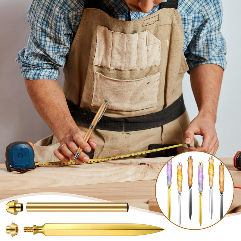 9 Set Letter Opener Woodturning Project Kit, DIY Envelope Slitter Paper Mail Opener Letter Knives Turning Kits Mens Crafts Holiday Gifts Making Supplies, Black, Sliver, Gold